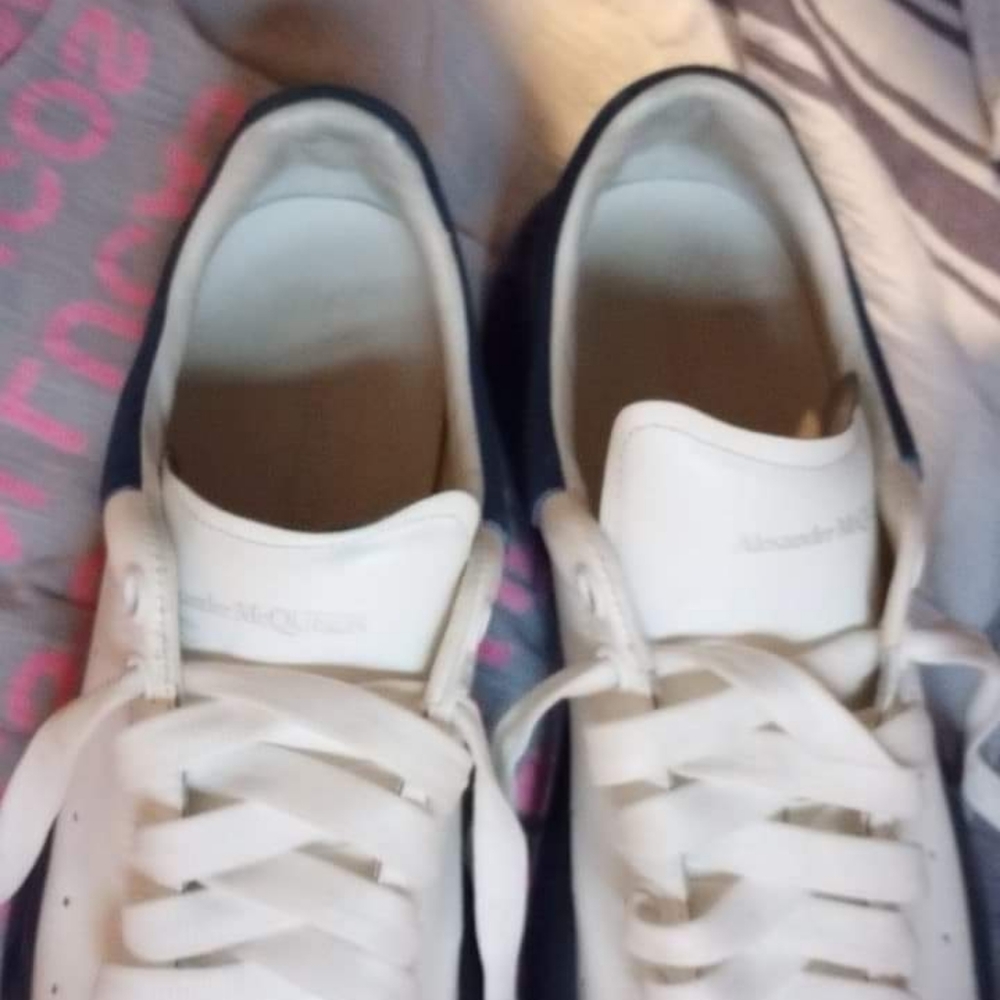 Alexander McQueen's blue and white men's shoes size 10 and half